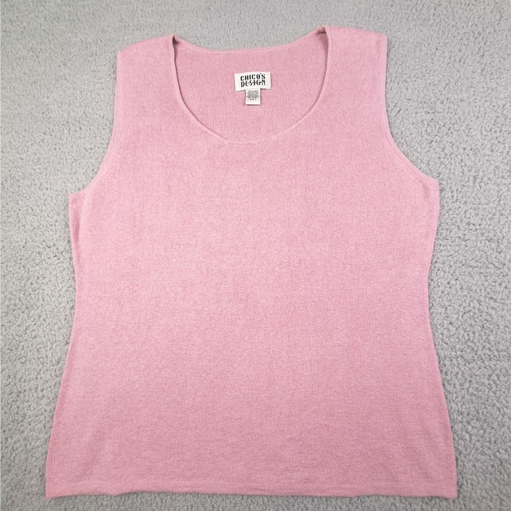 Chicos Design Tank Top Womens XL Pink Linen‎ Cotton Blend Sleeveless Knit